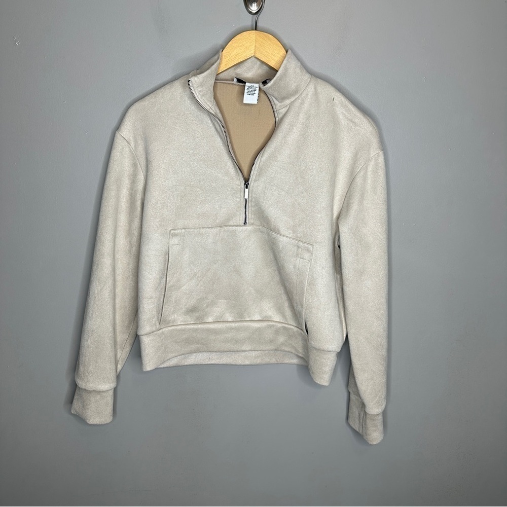 Magaschoni Cozy Beige Quarter-Zip Pullover